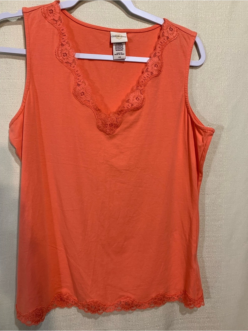 Covington Coral Lace-Trim Sleeveless Camisole a1/27